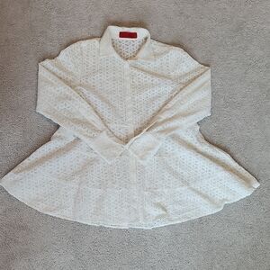 Carolina Herrera Elegant White Lace Blouse
